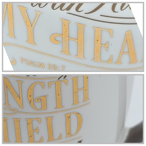 Christian Art Gifts Scripture Mugs Pair Bible Verse Gold Lettering Ceramic Cups - Picture 6 of 11